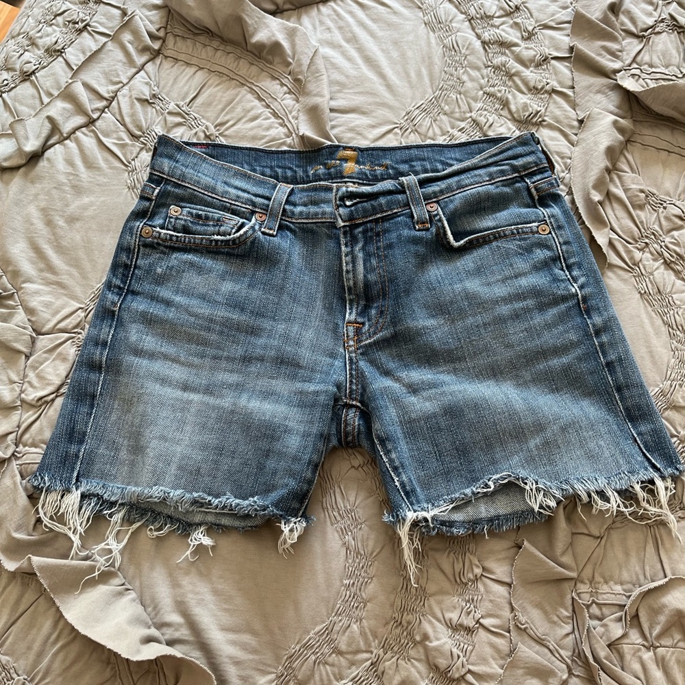 7 For All Mankind Women's Blue Denim Jean Shorts